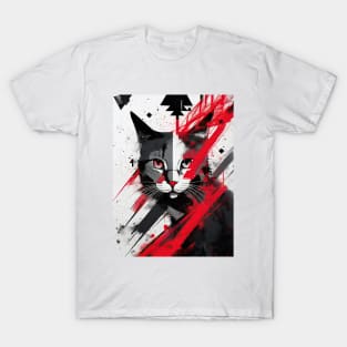 Cat Portrait: Baron Meow's Crimson Streak T-Shirt